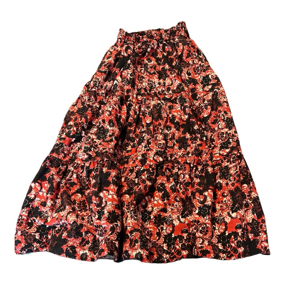 Anthropologie Floral Maxi Skirt - Red and Black